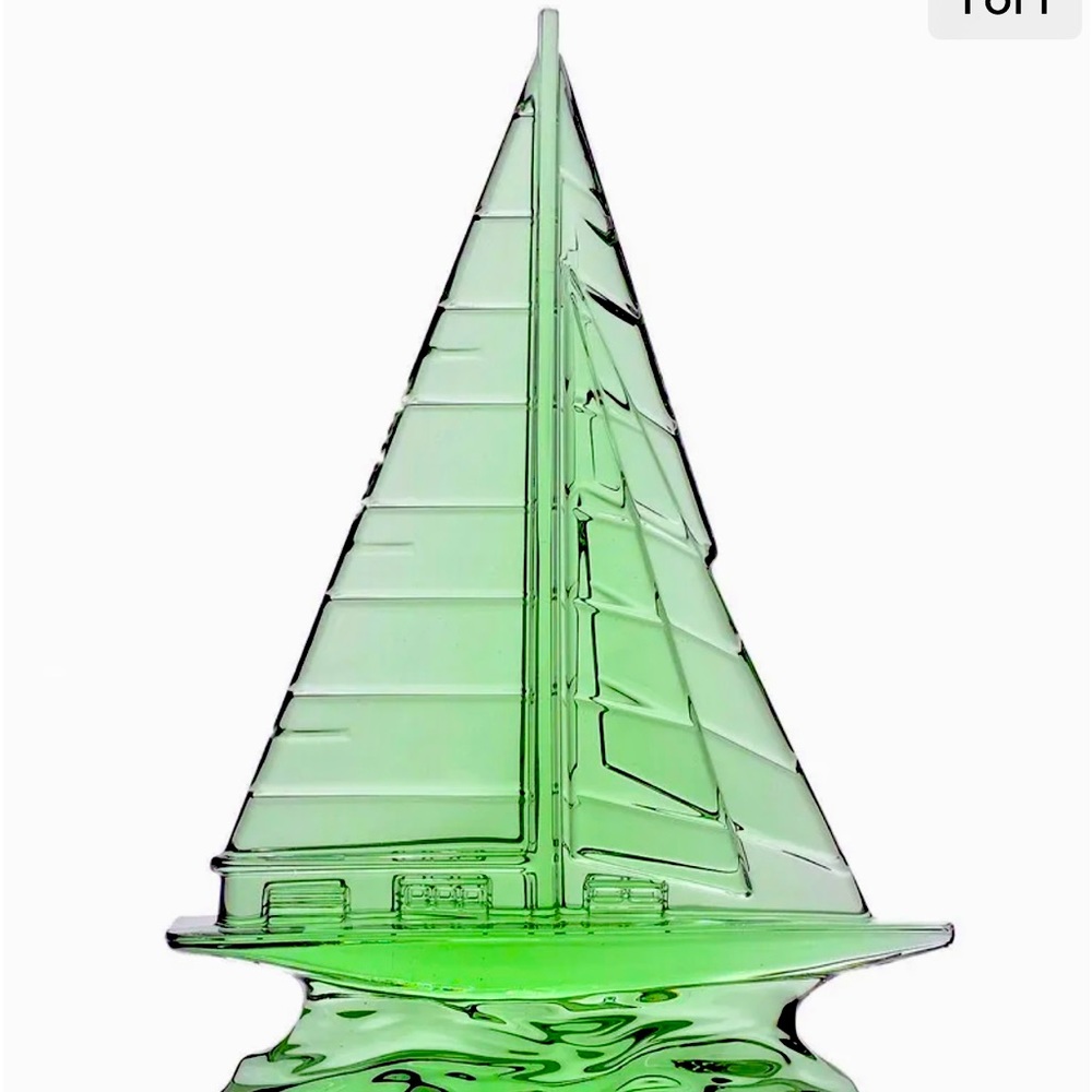 WATERFORD CRYSTAL GREEN SAILBOAT